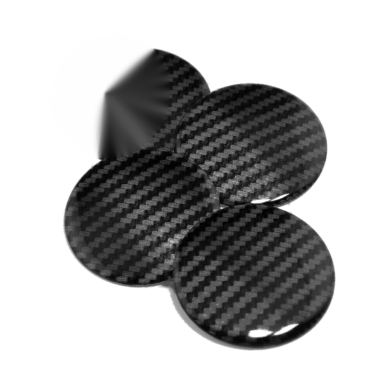 Model 50mm Carbon Fiber Style Stripe Emblem Hub Wheel Cap Sticker Kit Set