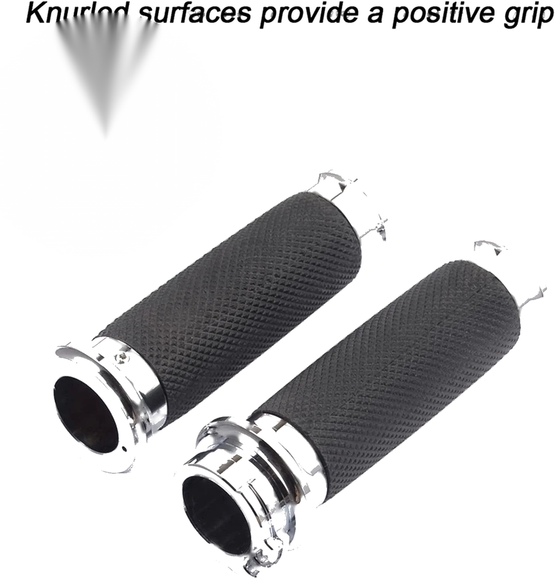 Harley Sportster, Dyna, Softail 25mm Chrome Handlebar Hand Grips (2004-2023)