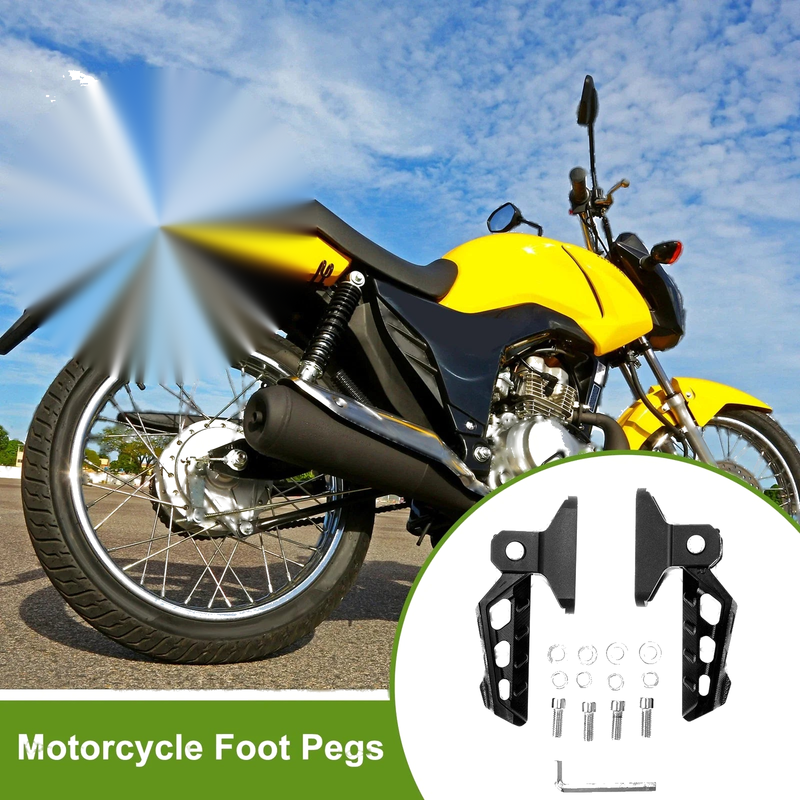 Motorcycle FootPegs 6.3" Black 1 x Set w/Screws Washers Wrench