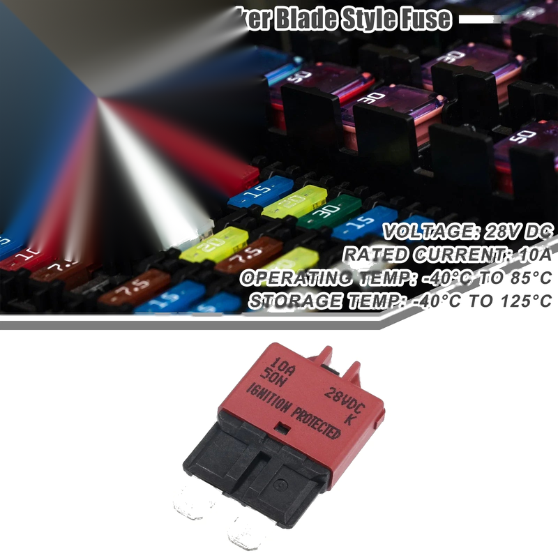 Car Marine Metal Red Circuit Breaker Blade Style Fuse 10A 28V Resettable