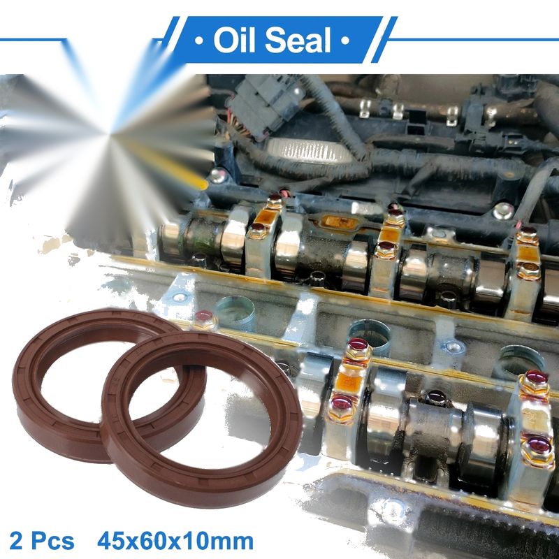 Vehicle Oil Seal 45x60x10mm FKM Rubber Brown 2 Pcs