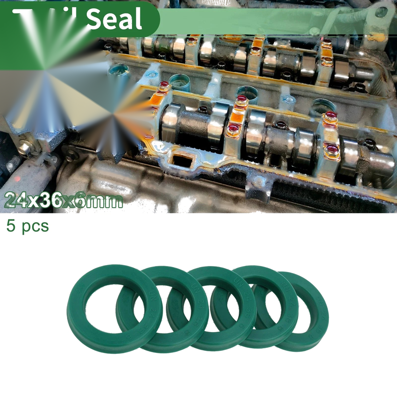 Oil Seal / 24x36x6mm / Rotary Shaft Seal TPU High Pressure Green 5 Pcs