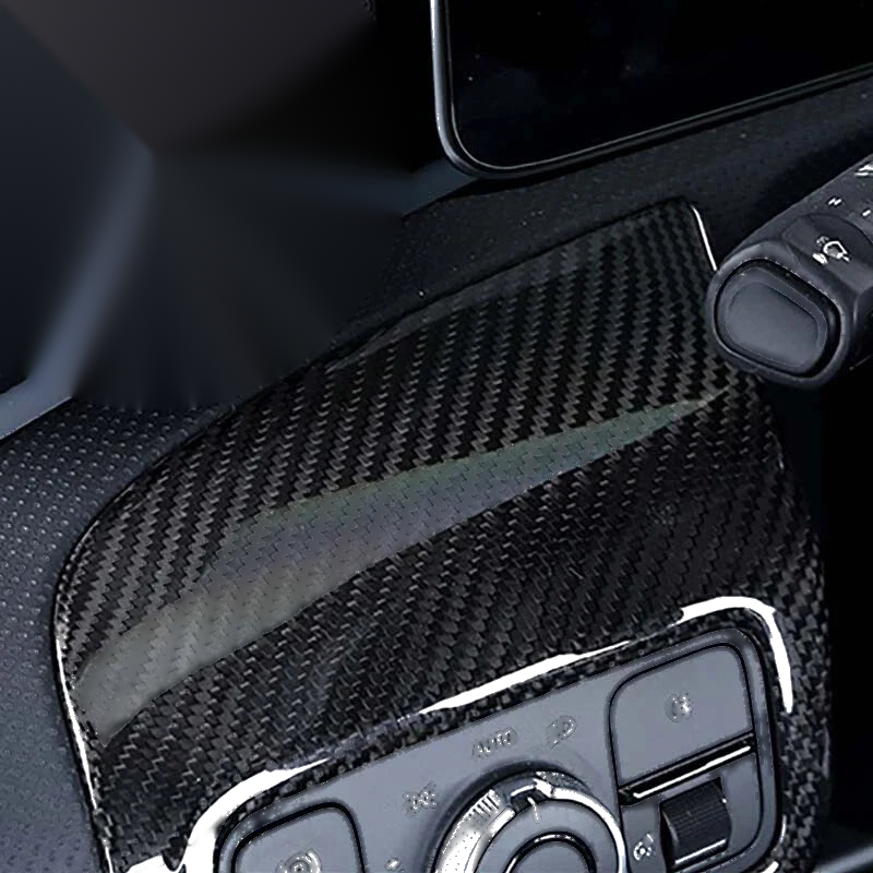 Benz CLA 2020 Real Carbon Fiber EPB Headlight Switch Buttons Cover Trim Fit