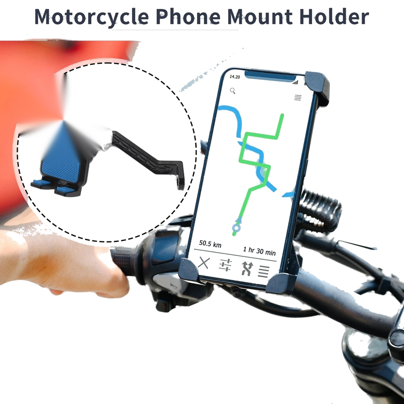Motorcycle Phone Mount Holder 4.7-7.2in Rearview Mirror Mount Blue