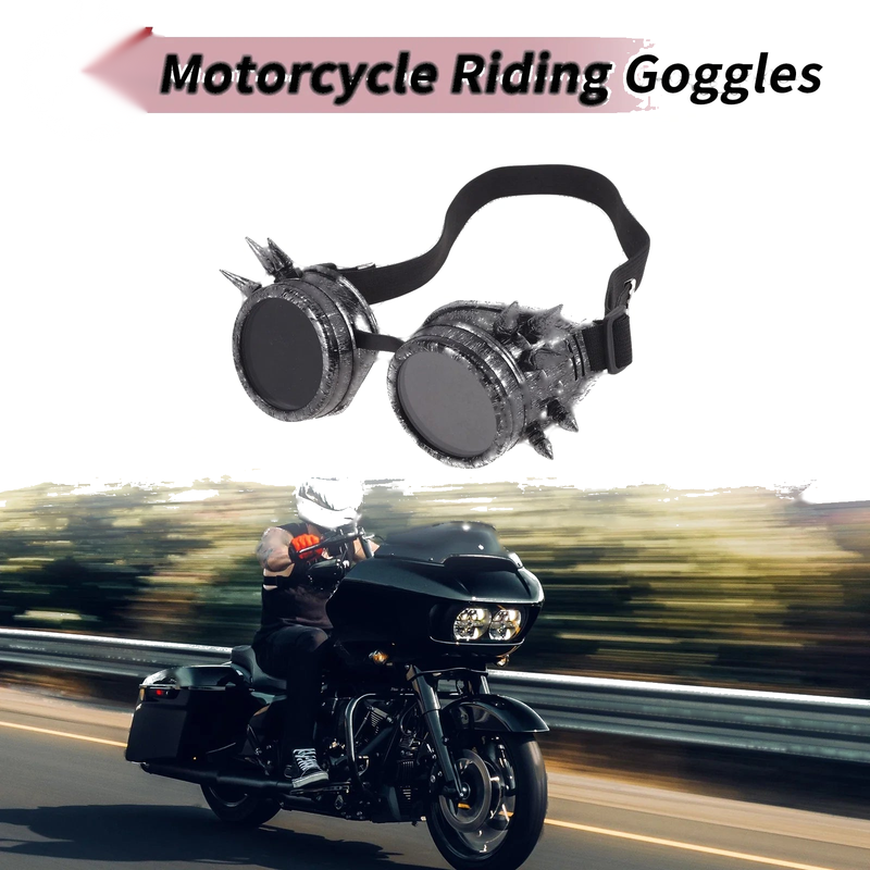 Bike 1Pc Motorcycle Riding Goggles Black Lens Silver Tone Frame ABS
