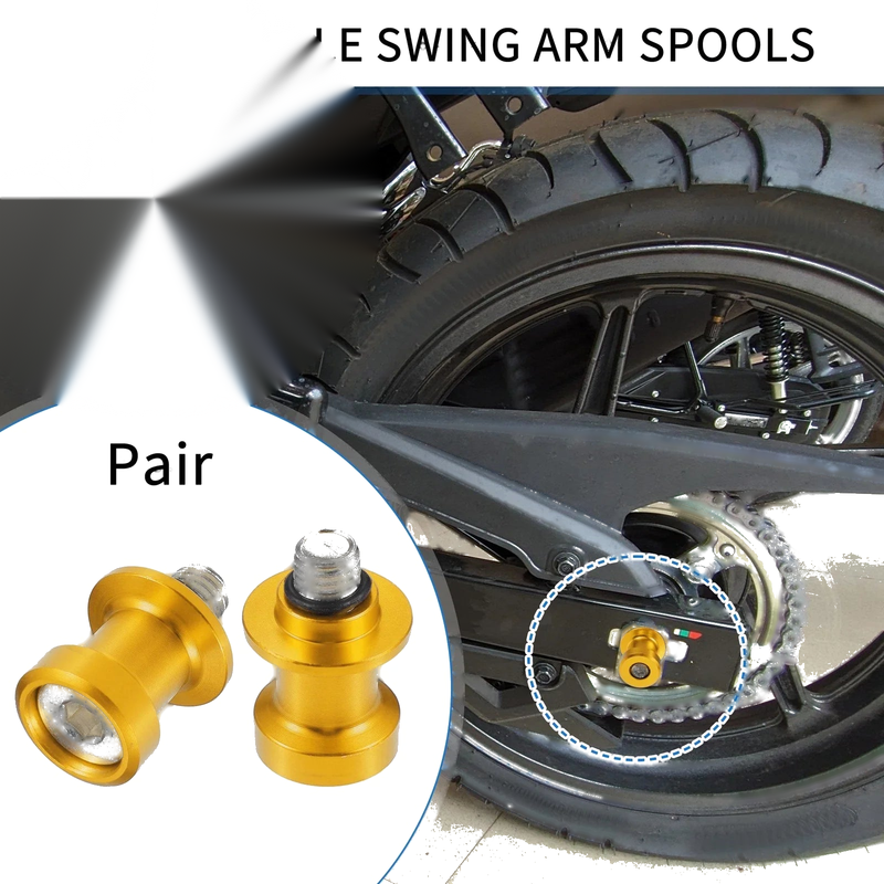 Motorcycle Gold Tone Pair 10mm CNC Swingarm Spools Sliders