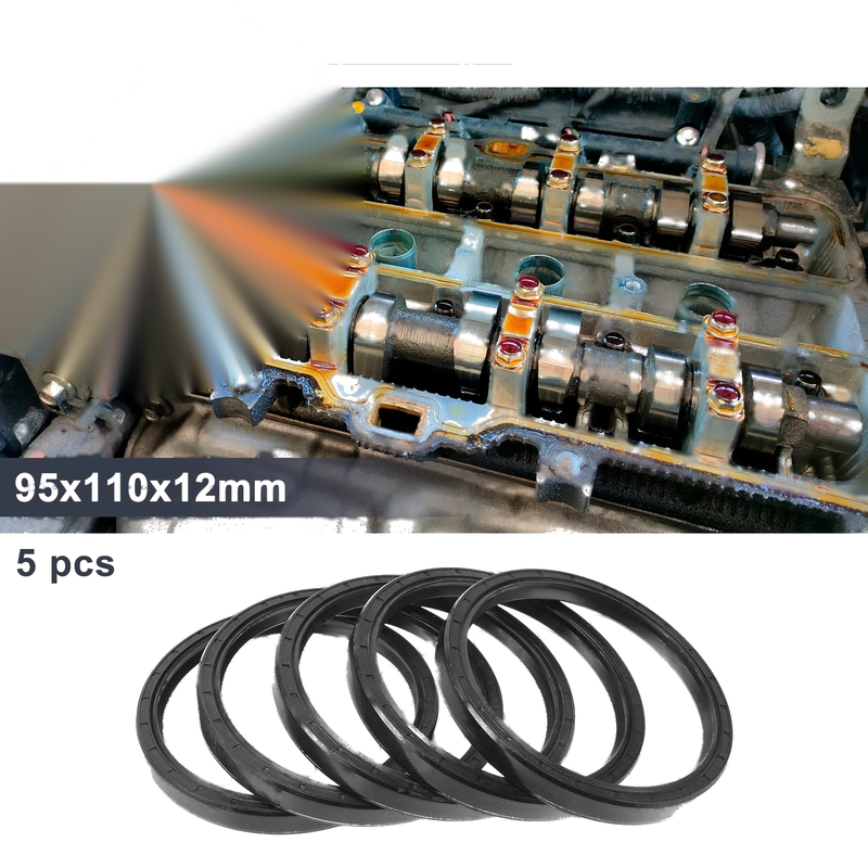 Oil Seal 95x110x12mm Nitrile Rubber Rotary Shaft Seal Black 5 Pcs