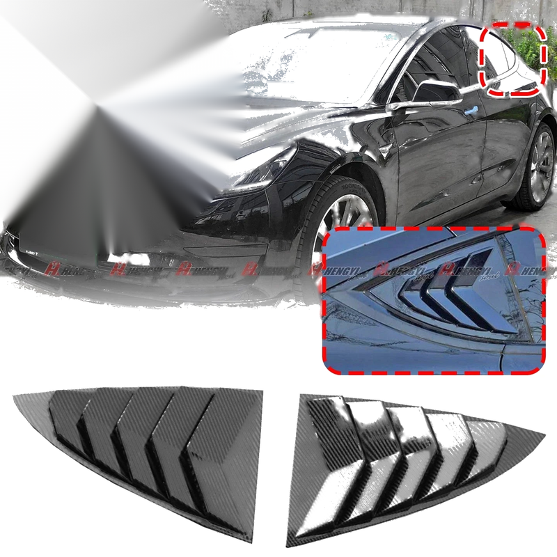 Tesla Model 3 Rear Side Window Louver Shutter Cover CF Style (17–23)
