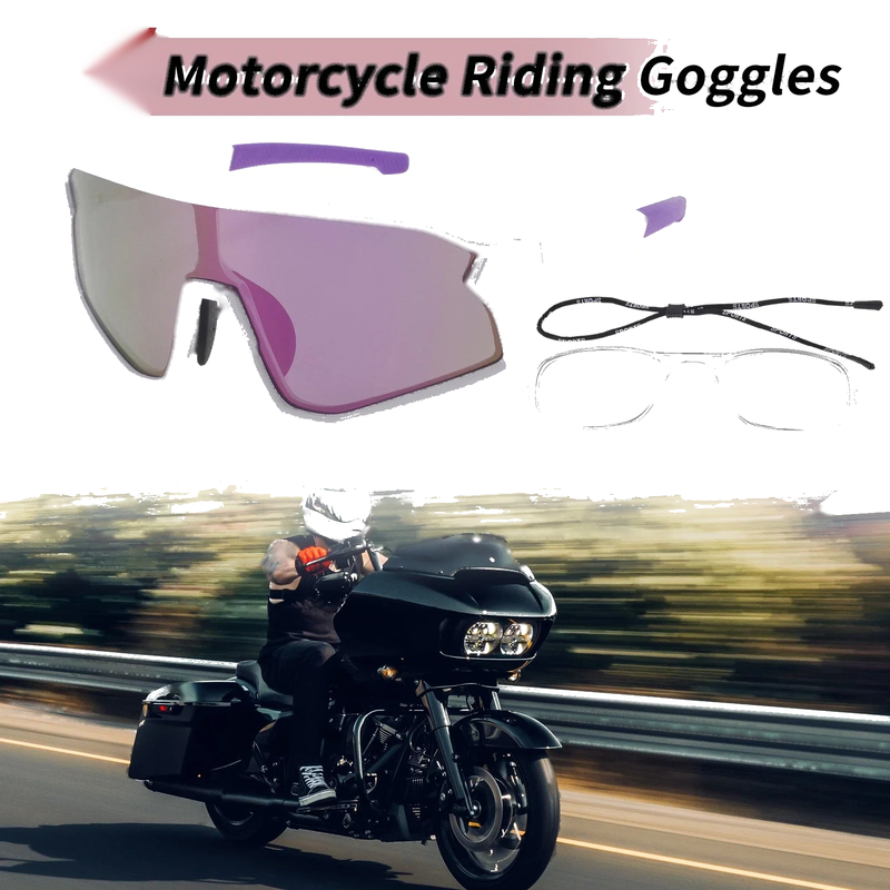 Motorcycle Riding Goggles Purple Lens White Purple Frame PC UV400