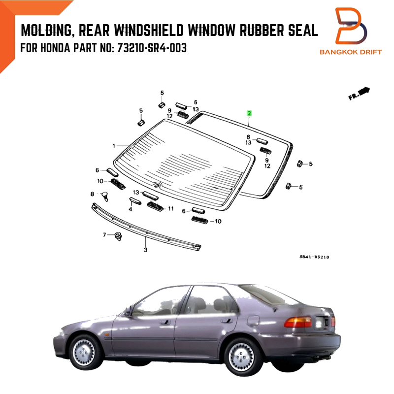 Honda Civic Sedan Rear Window Weatherstrip Seal (1992-1995)