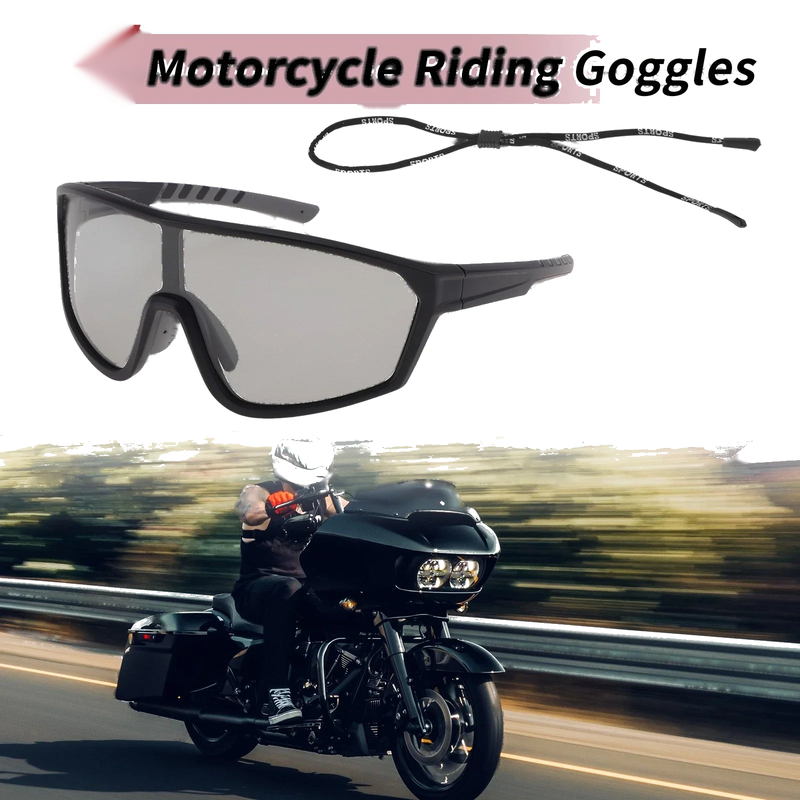 Set Motorcycle Riding Goggles Light Gray Lens Black Gray Frame PC UV400