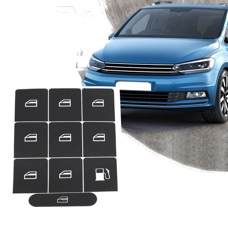 Window Buttons Golf V Passat Sticker Set Black Overlay