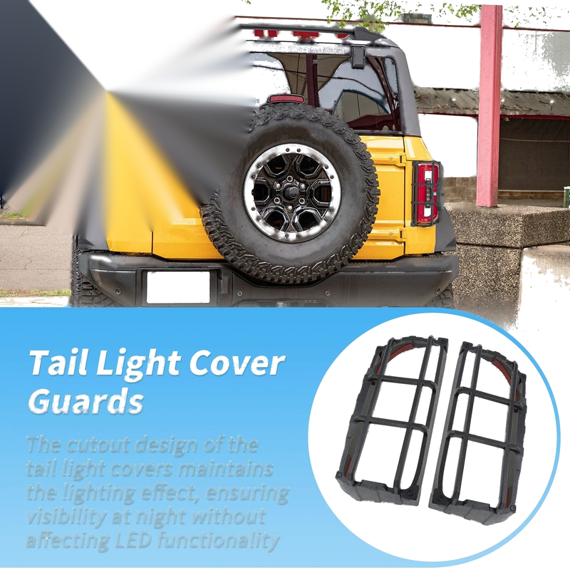Ford Bronco (2021-2025) - 1 Pair, ABS Black Tail Light Protector Trim Cover
