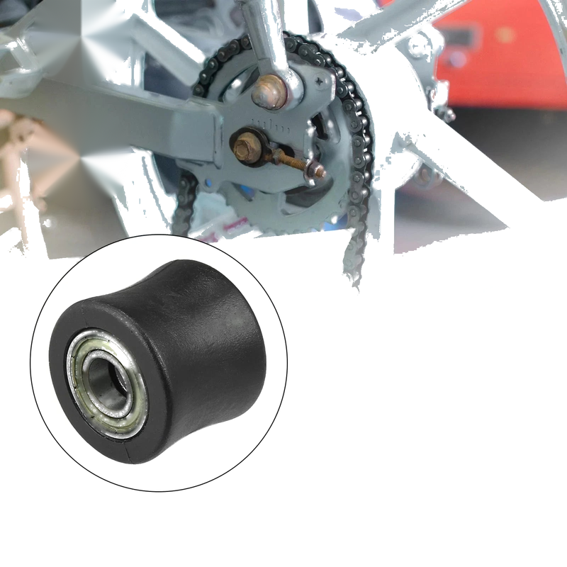 Motorcycle 10mm Drive Chain Adjustment Pulley Tensioner Rubber Wheel