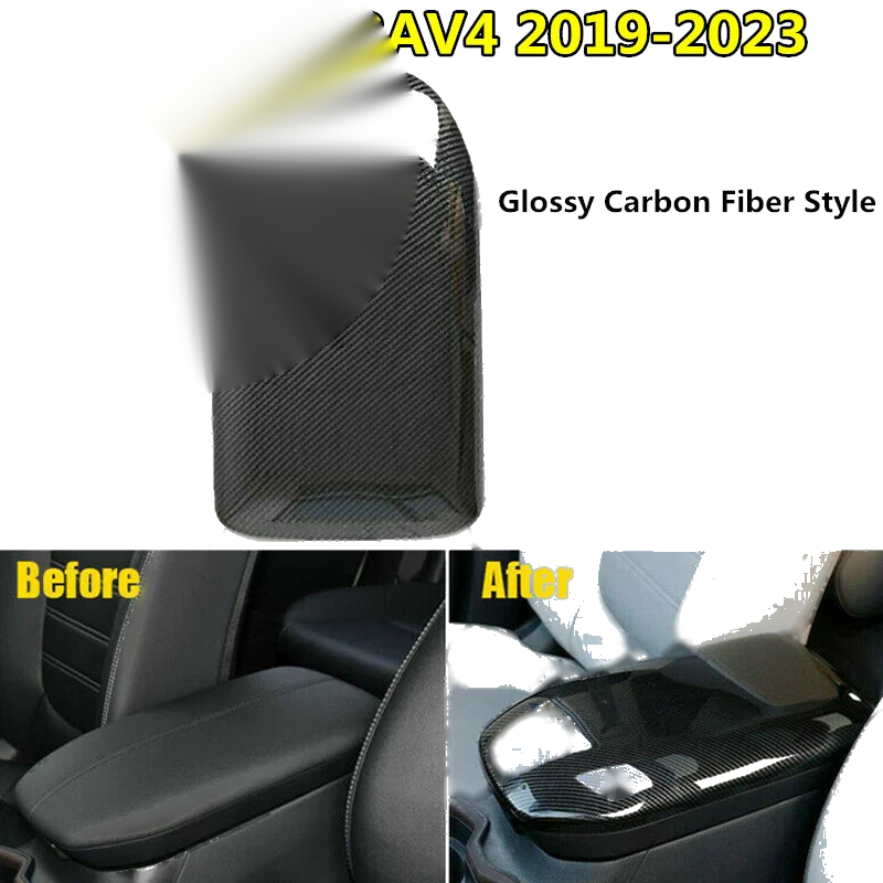 Toyota RAV4 Carbon Fiber ABS Armrest Box Decor Cover Trim (2019–2023)