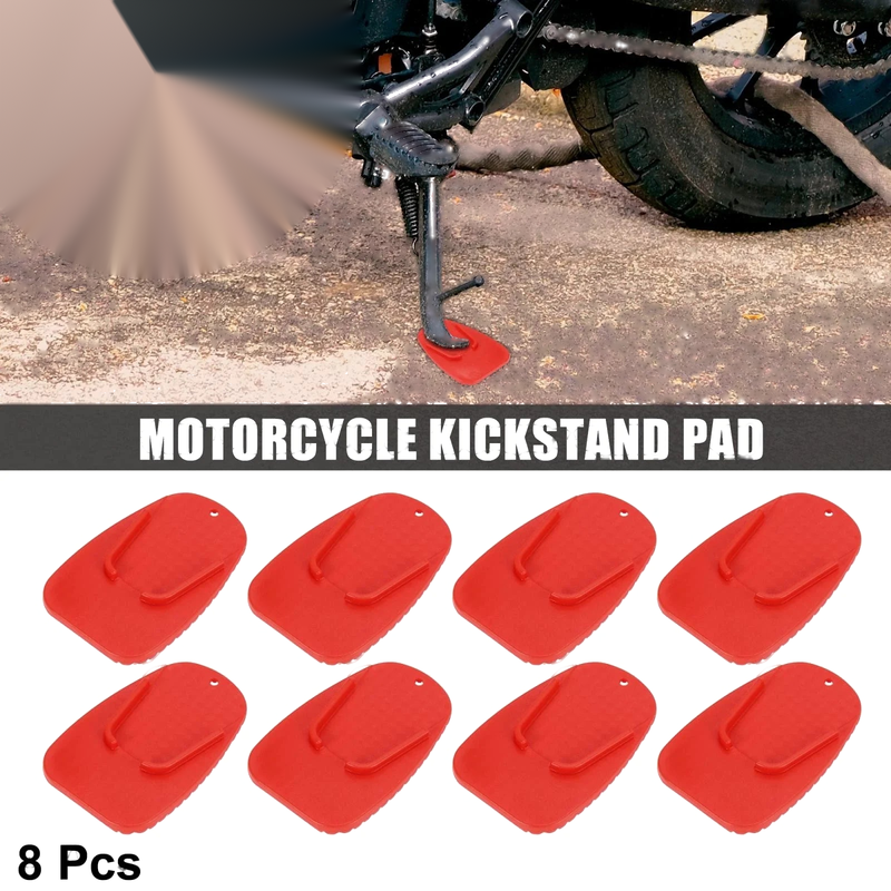 Motorcycle 8pcs Kickstand Pad Support Plate Side Stand Extension Pad Red