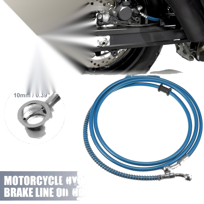Motorcycle Stainless Steel Blue Hydraulic Brake Line / 74.8" 10mm