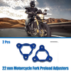 Motorcycle 2 x 22mm Fork Preload Adjusters Aluminum Blue