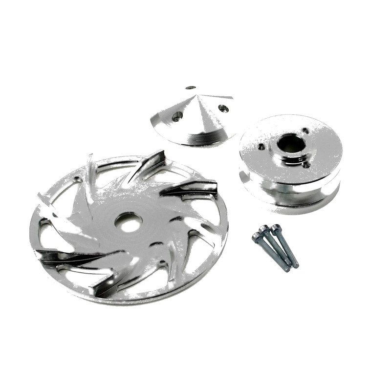 Chevy Ford Single V Groove Silver Billet Alternator Pulley & Fan Kit