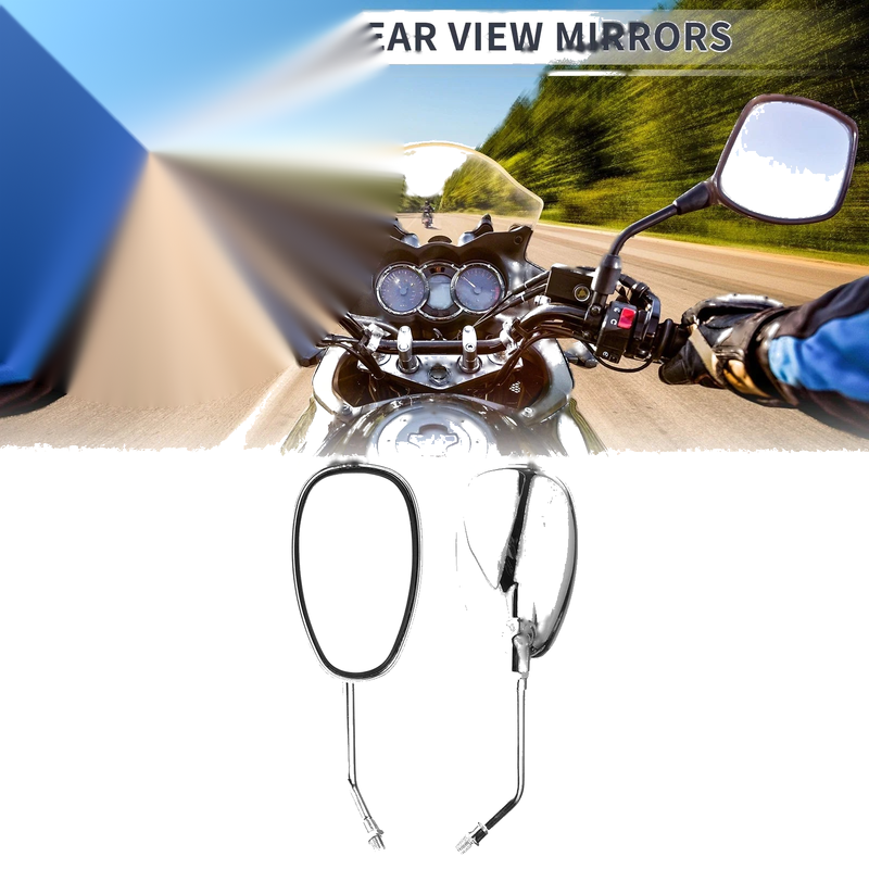 Motorcycle Handlebar Chrome Silver Tone Iron M10 Rear View Mirror
