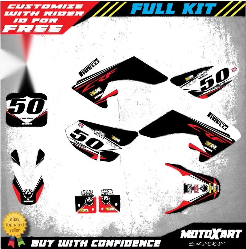 Custom Graphics Kit EURO RED STYLE Honda CRF 50 Decals