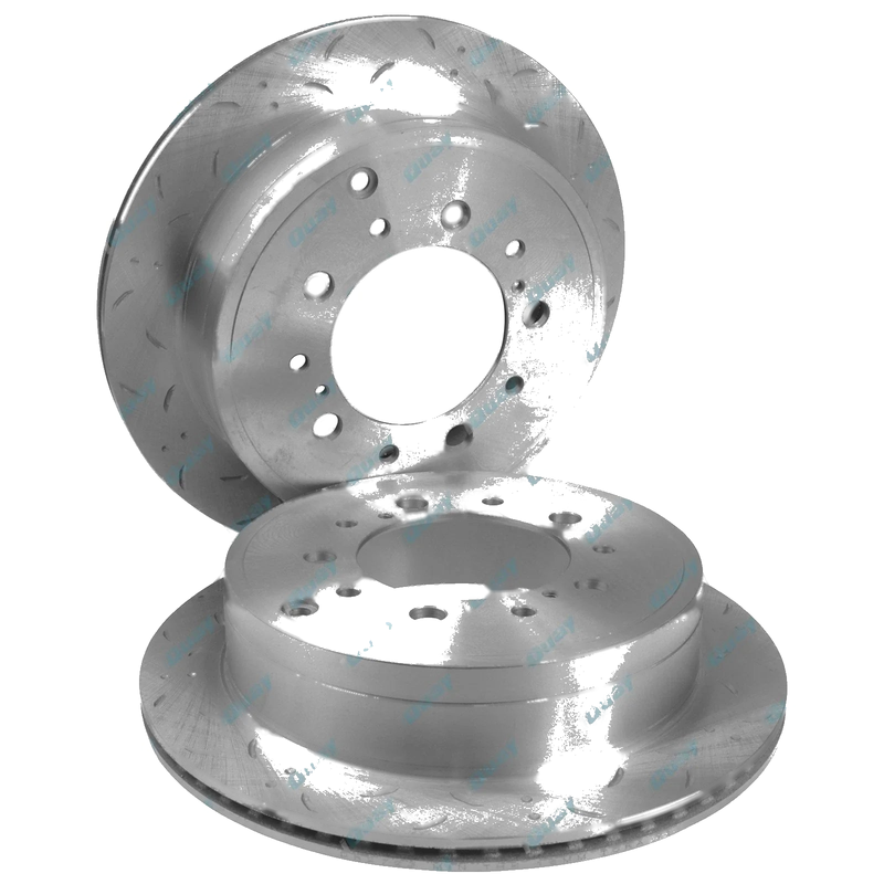 200 Series Landcruiser Rear Dimple Drilled Slotted Disc Brake Rotors & Pads