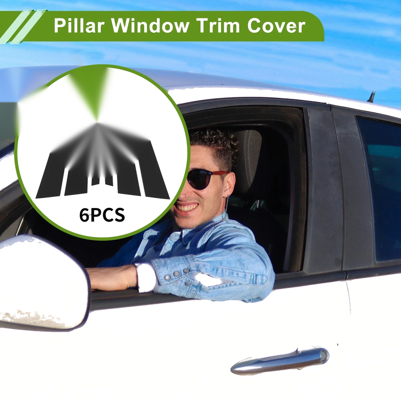 BMW 7-Series 6 Pcs Black Door Pillar Window Trim (1995-2001)