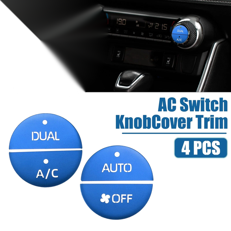 Toyota RAV4 4 Pcs Aluminum Alloy Blue AC Switch Knob Cover Trim (2019–2022)