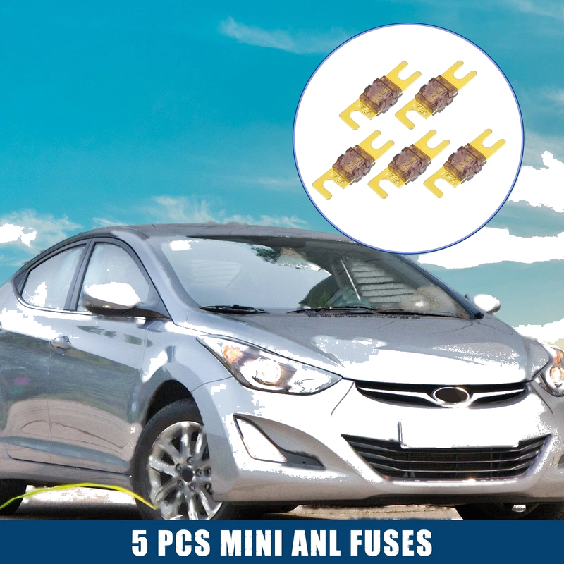 Car Motorcycle Gold Tone Brown 5 Pcs Mini ANL Fuses 175A Audio CD Fuse