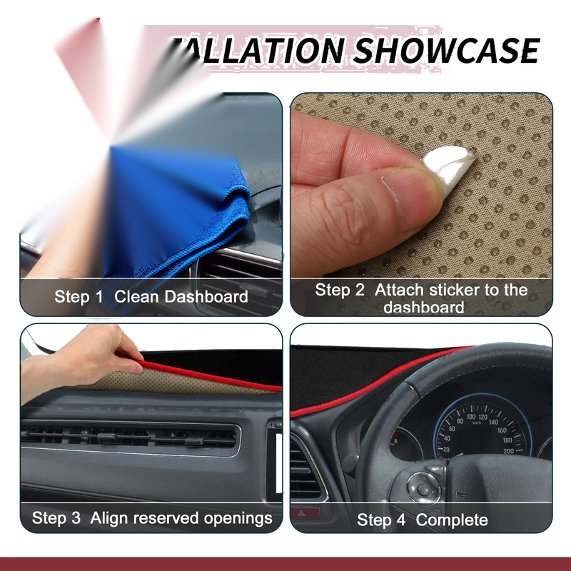 Toyota RAV4 2019-2021 Sun Protector Black Red Dashboard Cover Mat