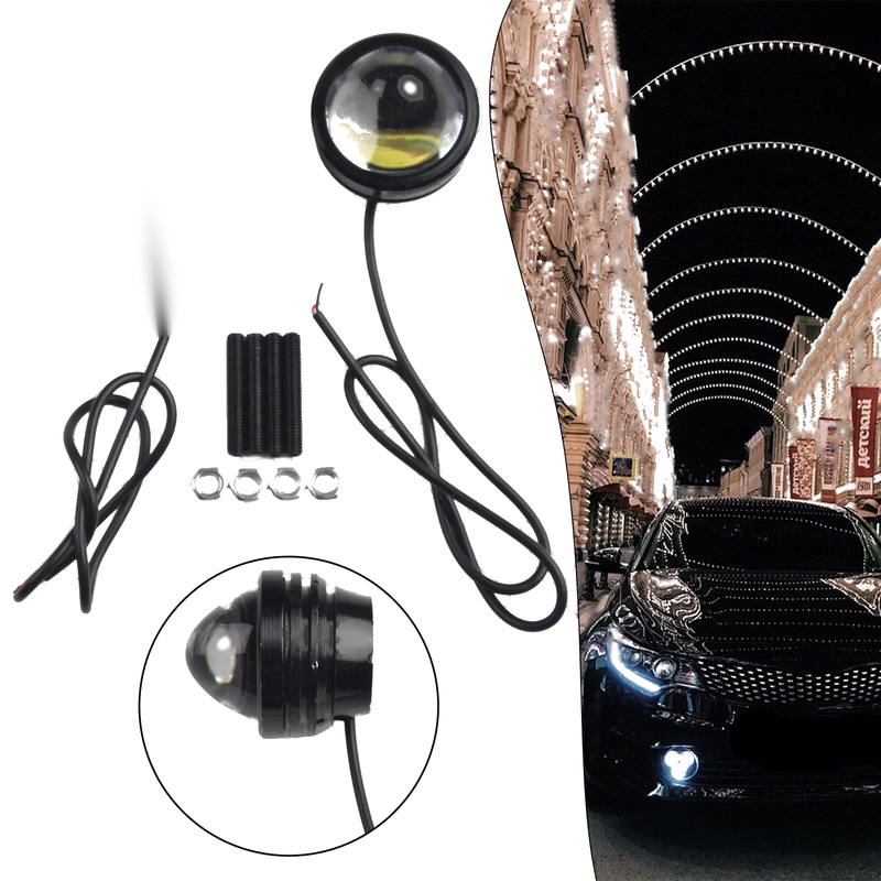 Car 2 x White 12V-24V High Power Bull Eye LED Projector Fog Lamp