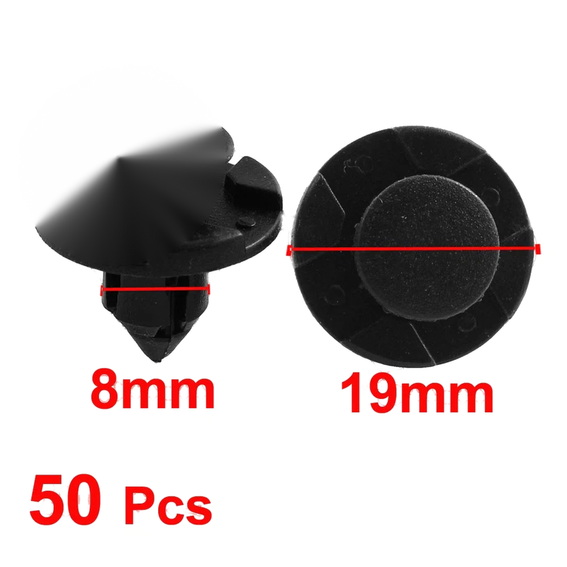 Toyota 50 x Black Plastic Rivet Trim Retainer Clips 8mm x 13mm x 19mm