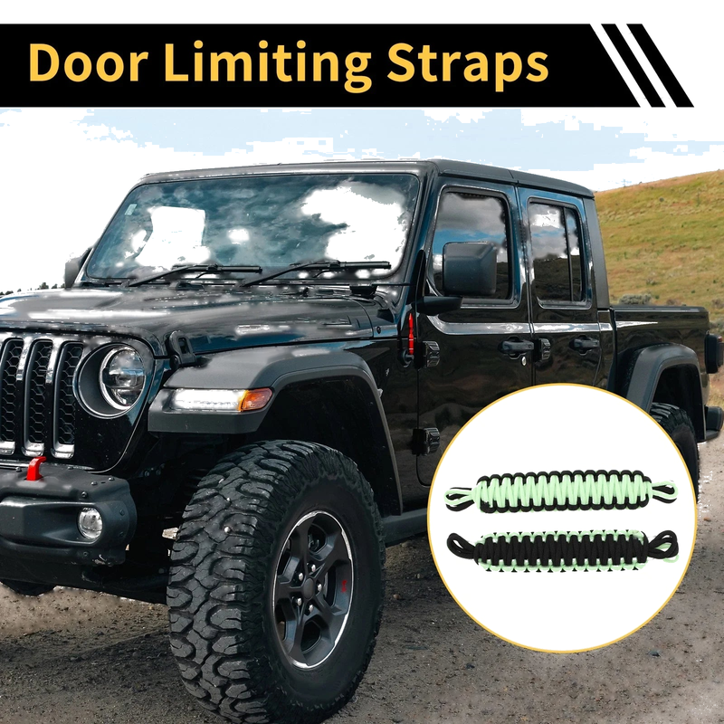 Jeep Wrangler TJ JK JKU (2007-2018) Black Green 2 x Door Limiting Straps