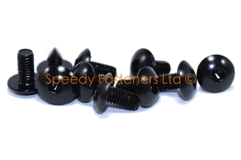 Motorcycle 10 Pack / m6 x 12mm Black Anodised Aluminium Fairing Bolts