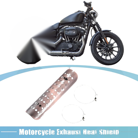 Motorcycle 1 Set / Exhaust Pipe Heat Shield with 20mm-70mm Clamps Copper Tone