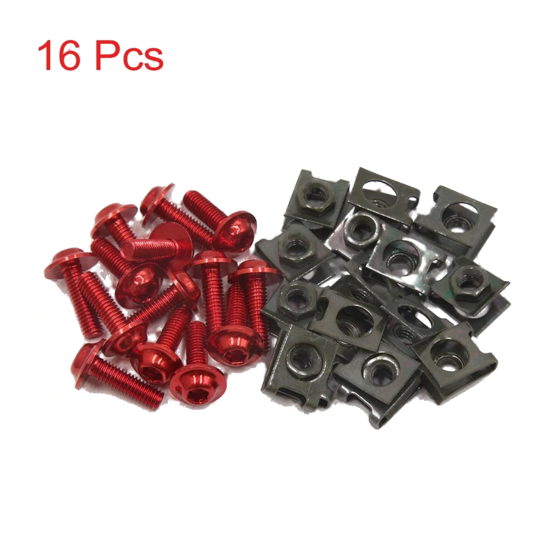 Motorcycle 16Pcs 6mm Thread Dia Hexagon Bolts Screws Rivet Clip