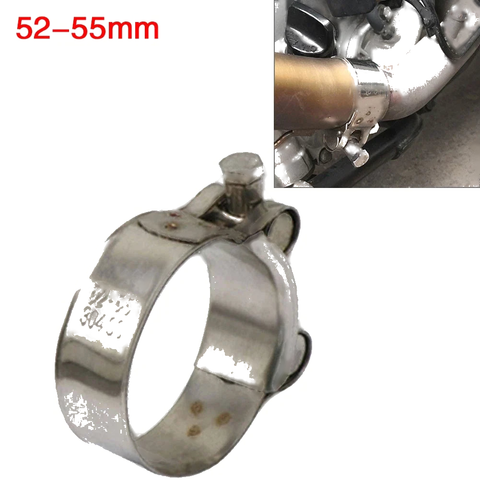 Motorcycle 52mm-55mm Exhaust Pipe Clamp Stainless Steel
