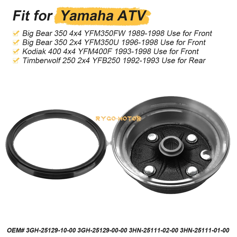 Yamaha Big Bear 350 YFM350 Front Brake Drum Hub & Dust Seal (1989–1998)