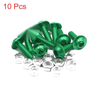 Motorcycle 10pcs M6 Green Aluminum Alloy Hex Socket Head Bolts Screws Nuts