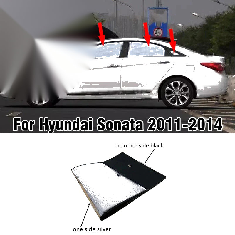 Hyundai Sonata Side Window Camp Black Silver Sunshade / 6PCS (2011–2014)