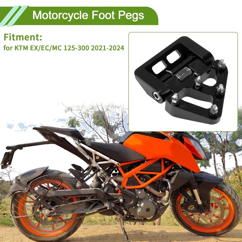 KTM EX / EC / MC 125-300 Aluminum Alloy Black 1Pc Foot Pegs (2021–2024)