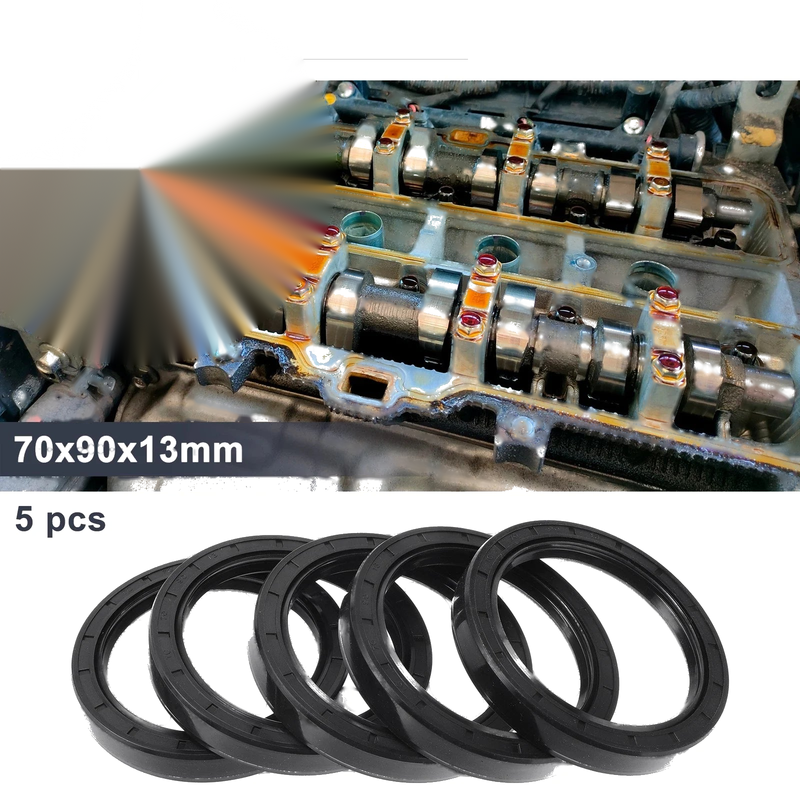 Make Model Oil Seal / 70x90x13mm / Rotary Shaft Seal Nitrile Rubber Black 5 Pcs