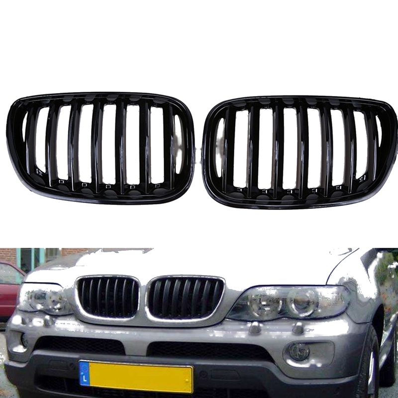 BMW X5 E53 Front Kidney Grille Gloss Black (2004-2006)