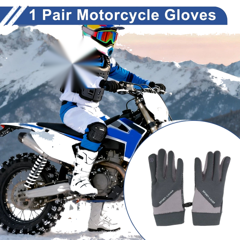 Mountain Biking Gray Gloves Full Finger Outdoor Fleece Men Cycling Gloves