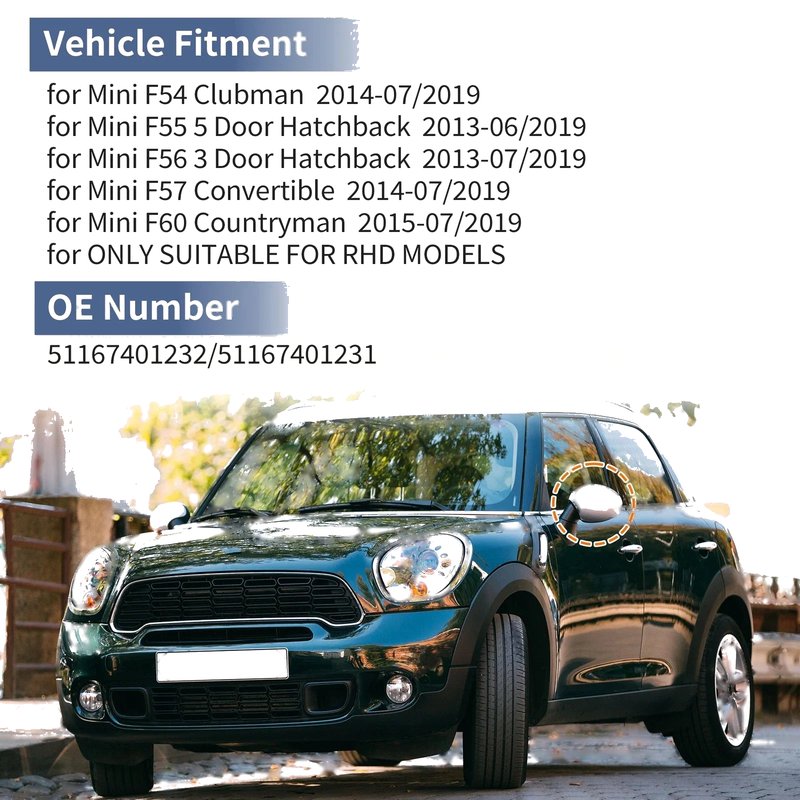 Mini F54 Clubman Gloss Black Left Right Mirror Cover Caps (2016-2023)