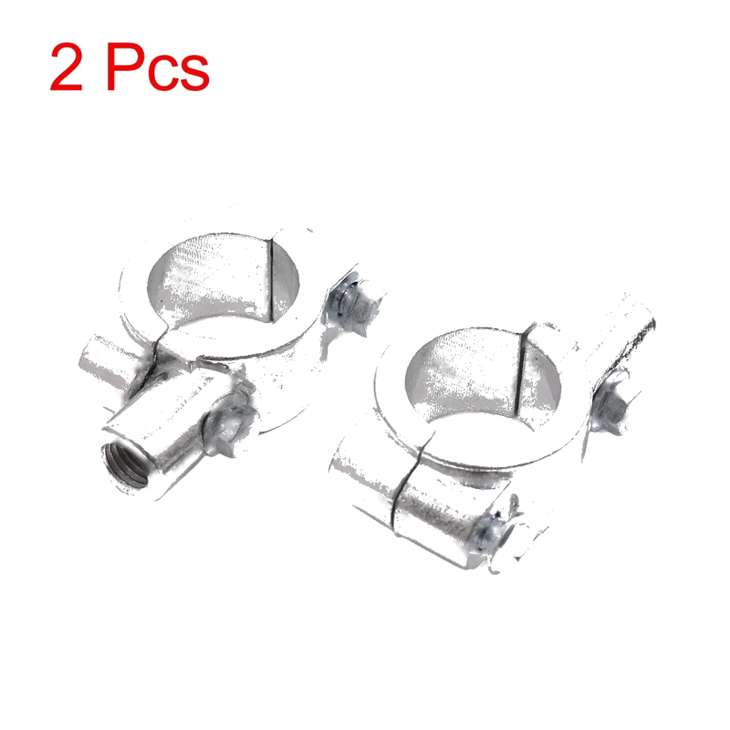 2 x 9mm Thread 1in Handlebar Mirror Holder Clamp Adaptor Silver Tone