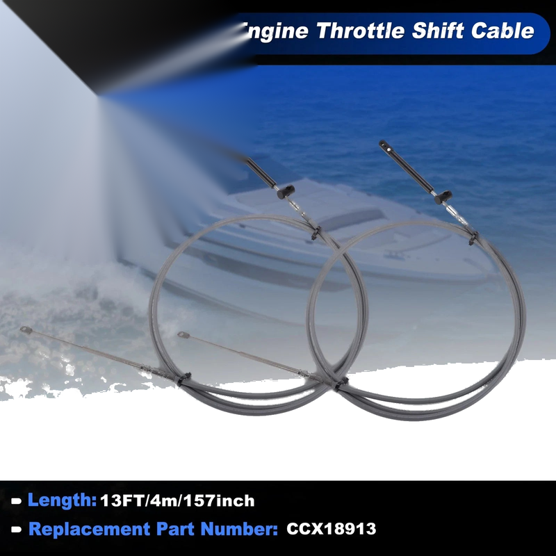 2 x 4m Boat Throttle Shift Control Cable Marine Outboard Remote Cable Grey