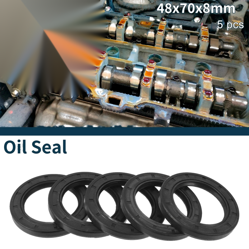 Oil Seal Rotary Shaft Seal NBR Rubber 48x70x8mm Black 5 x