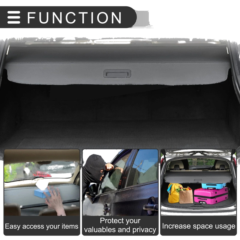 Honda Pilot (2016-2023) - Trunk Parcel Shelf Black Retractable Cargo Cover