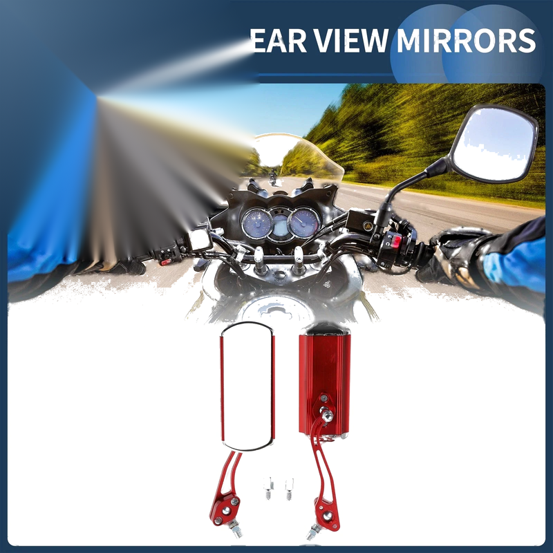 Motorcycle M8/M10 Rear View Mirrors Handlebar Mirrors Red Aluminum Metal